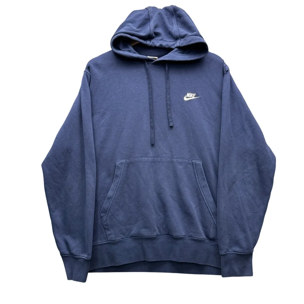 Nike Sportswear Hoodie Mens Large Navy Blue Long Sleeve Fleece Pullover Athletic